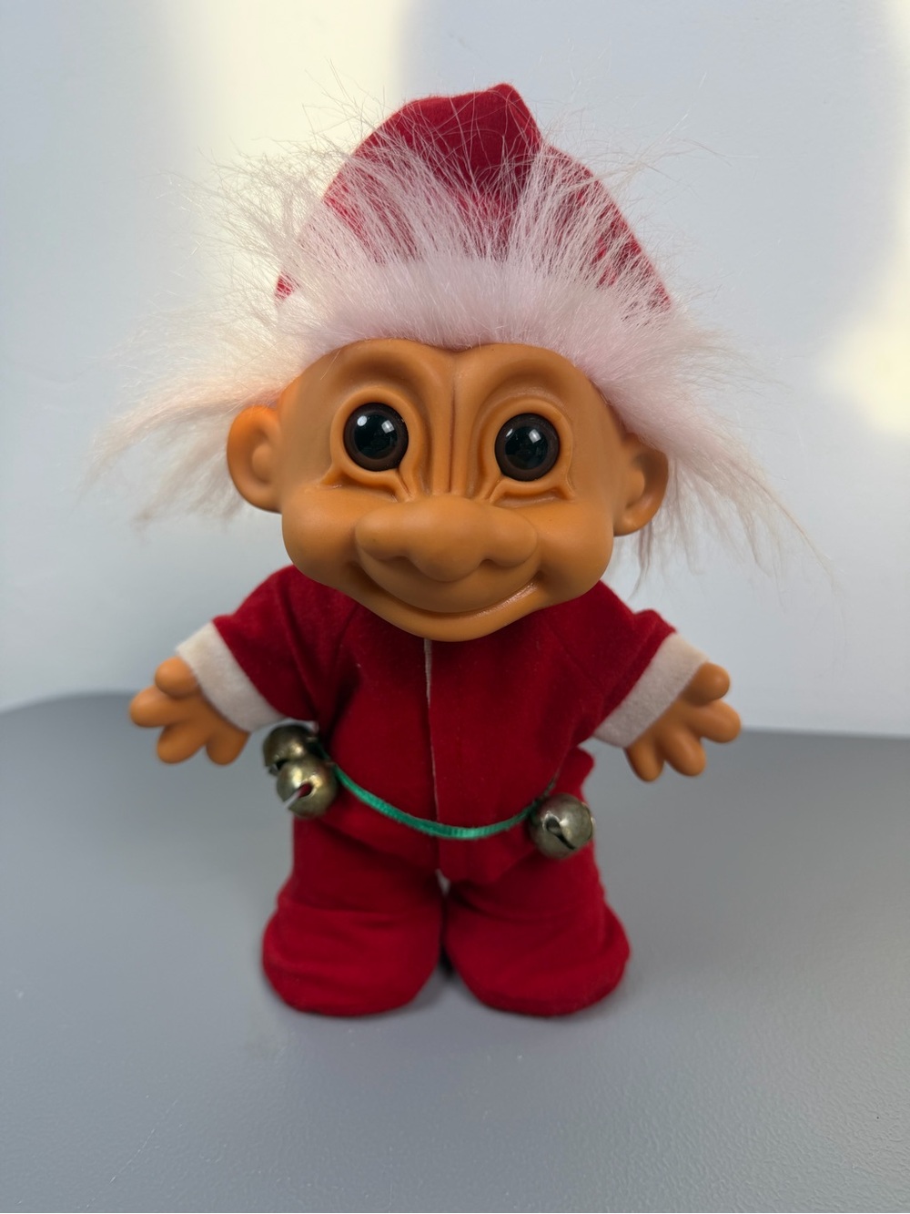Troll Santa Vintage 1990's Russ Berrie Troll Christmas SANTA Vinyl Doll 9” EUC